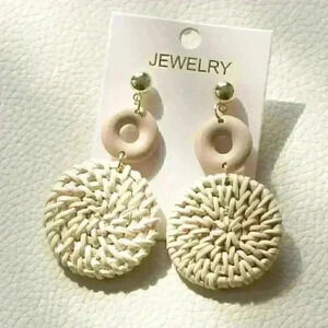 Round Shape Handmade Rattan Dangle Earrings